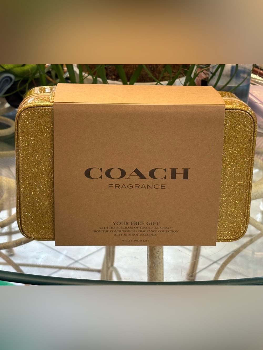 Coach Fragrance Gold Glitter Travel Case- GWP
